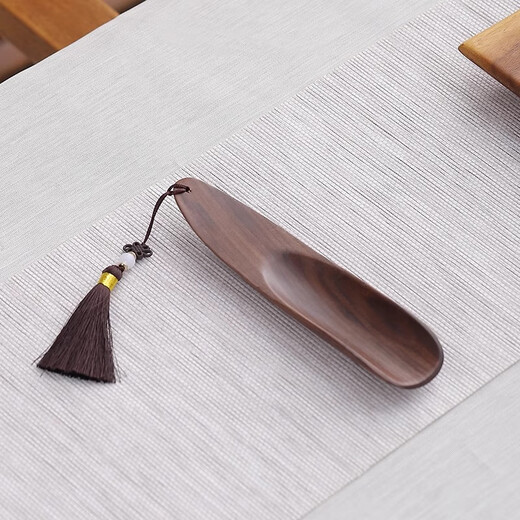Betfair ebony tea spoon single tea shovel tea special spoon Japanese household wooden tea spoon high-end large walnut - tea spoon (crescent) + tea clip (original heart)