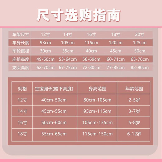 Xinwangtong bicycle children's bicycle 3-6-10 years old bicycle light bicycle auxiliary wheel for boys and girls 5-year-old girl bicycle princess bicycle pink widened and enlarged tank wheel 12 inches suitable for height 80-105cm