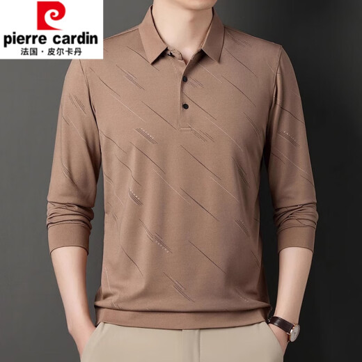 皮尔卡丹（pierre cardin）夏季冰丝t恤男士长袖2025新款中年休闲翻领薄款爸爸体恤衫 829绿色 1802XL