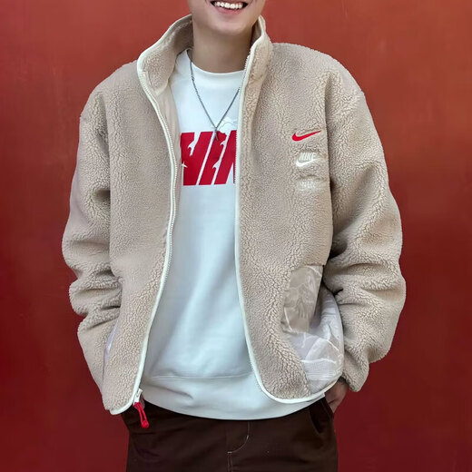 耐克（NIKE）外套男装 2025年秋冬季CNY龙年限定新款三钩仿羊羔立领运动休闲服 FZ6194-126奶茶色 L