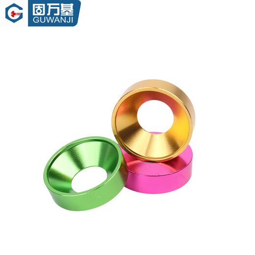 Guwanji M2M3M4M5M6M8 multi-color high-quality aluminum metal gasket countersunk head flat head washer screw round flat gasket M3 green (5 pieces)