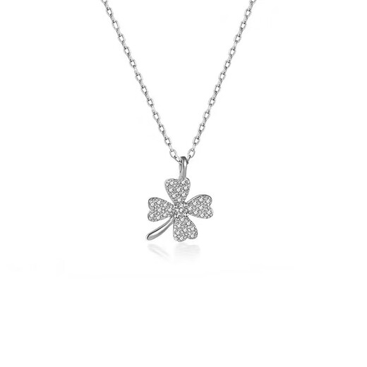 Fat Donglai's same style 18K inlaid clavicle chain for women AU750 rose gold imported technology American technology moissanite l stone pure l silver plated l platinum four-leaf clover necklace
