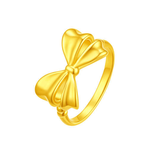 Jinzhifu Bow Gold Ring Girls Shiny Gold Ring for Girlfriend, Wife Confession Valentine's Day Gift, Shiny Style, Approximately 0.75 Grams (Refund for More - No. 16)