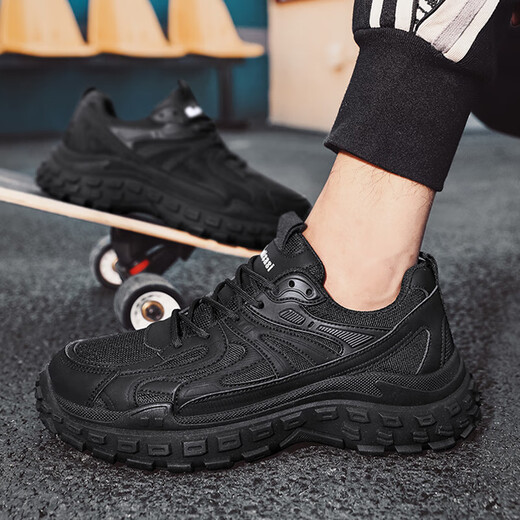 
Changxiang Huili summer mesh breathable men's shoes pure black shoes men's labor protection work anti-slip sports shoes casual work wear dad shoes black 42