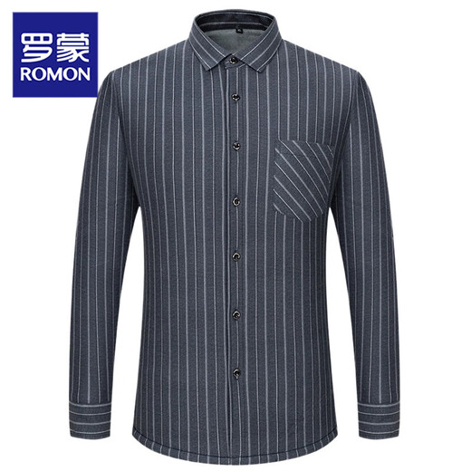 Romon Camisa cálida de terciopelo de manga larga para hombres 2025 Otoño e invierno NUEVO Moda Moda Compañía Camisa de trabajo grueso para hombres 1xm21/9906 3xl
