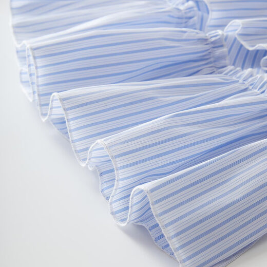 茵曼（INMAN）法式不规则设计感条纹衬衫2025早秋新款时尚气质百搭长袖衬衣 蓝白条纹 S