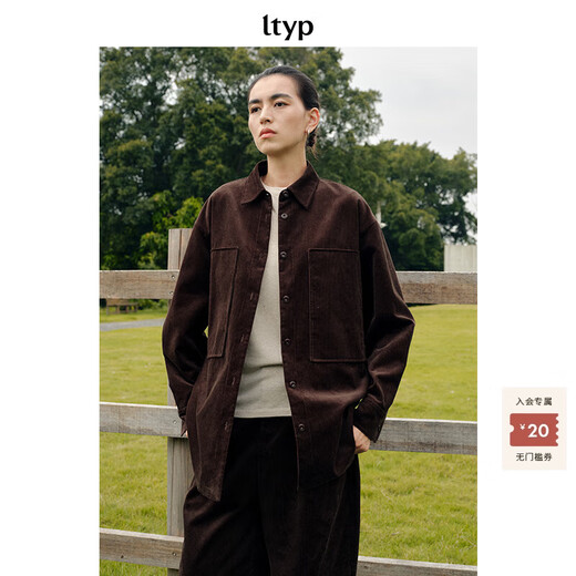 Journey original ltyp pima cotton corduroy oversize shirt fashionable literary shirt top women winter new style ebony coffee S