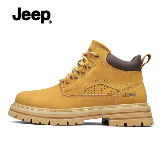 Jeep Jeep Jeep Mid-Top Kick-Kick Big Yellow Boots Summer para hombres Nuevas botas de trabajo de suela gruesa al aire libre Martin Boots Boots amarillo [Tamaño de zapato deportivo estándar] 42
