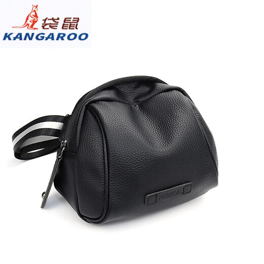 袋鼠（KANGAROO）真皮女包2025新时尚单肩斜挎包纯色软皮贝壳包休闲大容量牛皮腰包 升级版杏色