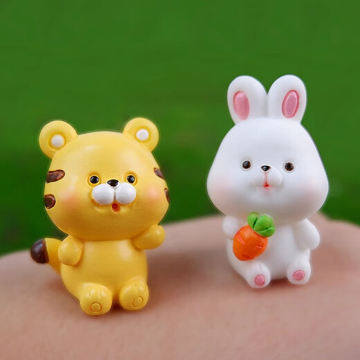 Xixiao Twelve Zodiac Desktop Micro Landscape Ornaments Creative Animal Cartoon Small Animals Cute Dress Up Children's Doll Gifts Twelve Zodiac Signs 2 Pack Optional Notes