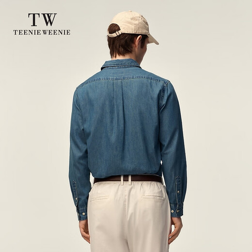 Teenie Weenie小熊男女同款休闲衬衫2025春季新款时尚水洗牛仔衬衣 蓝色 L
