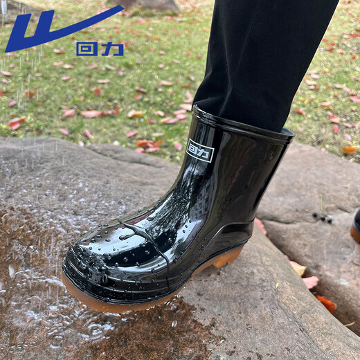Pull-back rain boots for men on rainy days, outdoor waterproof shoes for fishing, car washing, anti-slip and sea rain boots, wear-resistant rubber shoes 57-1 black 42