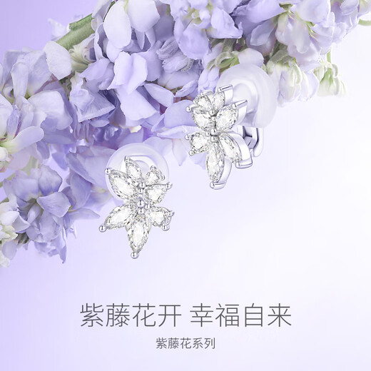 Fanci (Fanci) Wisteria Flower Series Wisteria Flower Blooming Ear Clips Women's Fashion Niche Earrings Mom Wisteria Flower Blooming Ear Clips