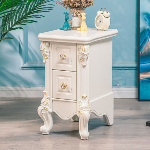
Shantoulin Village mini European bedside table wooden white paint storage cabinet bedroom small apartment bedside cabinet bedside rack 9871 gold width 55 complete installation