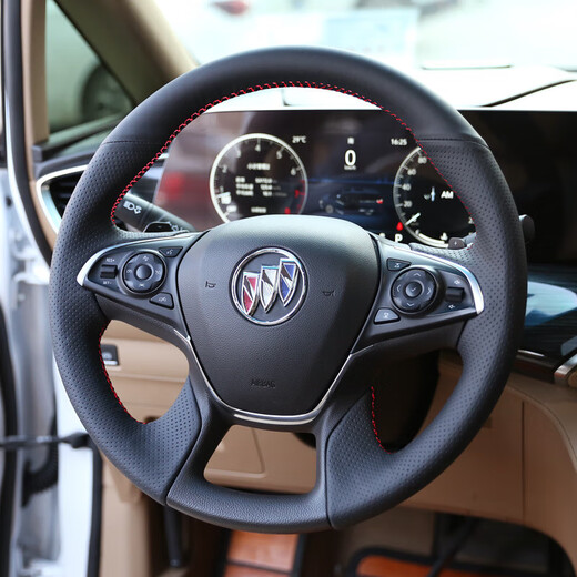 博紫适用别克GL8手缝方向盘套真皮gl8ES陆尊653T陆上公务舱新君越威朗 左右打孔[红线]