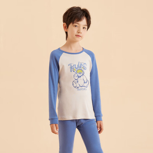 红豆儿童鸿运纯棉内衣套装男女中大童秋冬秋衣秋裤青少年棉毛衫睡衣套 H4M1047灰色 110