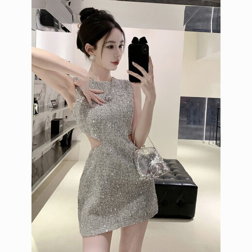 忆静萱（YIJINGXUAN）法式高端气质露背名媛连衣裙女夏季新款轻奢小众感晚礼服裙子夜店 主图款 M 95-105斤