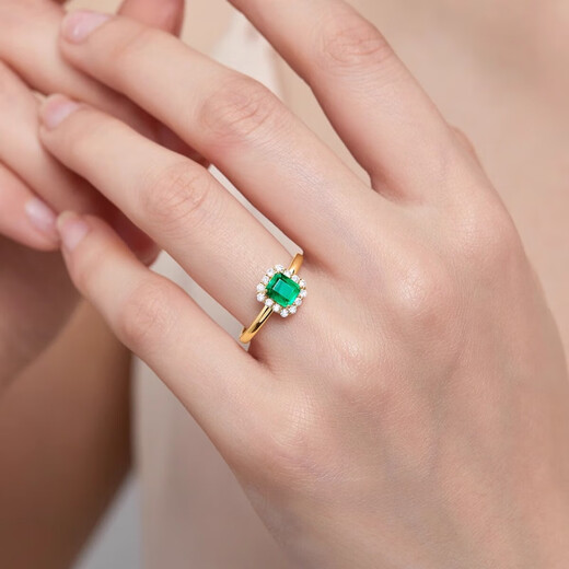 HEEKAIYI ring women's emerald gemstone ring luxury jewelry Chinese Valentine's Day birthday gift for wife or girlfriend <One thing, one certificate>