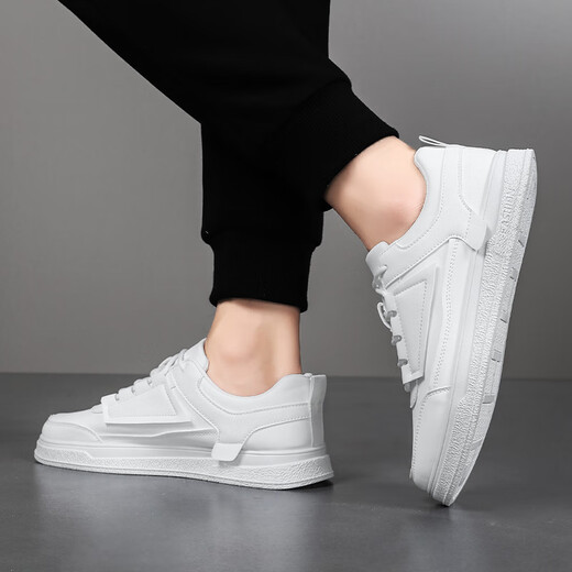 Ching Up Up Men's Shoes para primavera y verano Nuevos zapatos deportivos sin deslizamiento transpirables Diseño de nicho grueso Suele Versátiles White White zapatos para hombres YJ-1105 White 41