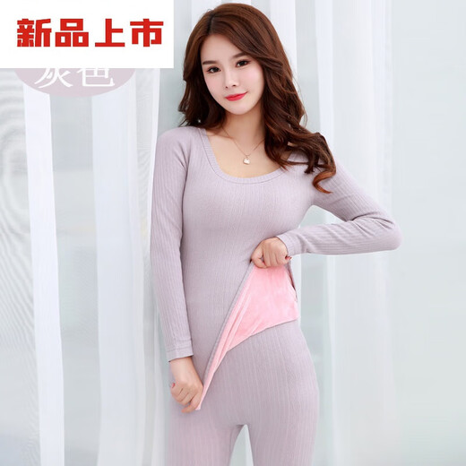 莫代尔女士保暖内衣套装加绒加厚美体打底秋衣冬季线衣线裤低领防寒衣服 866大红色套装 L  是