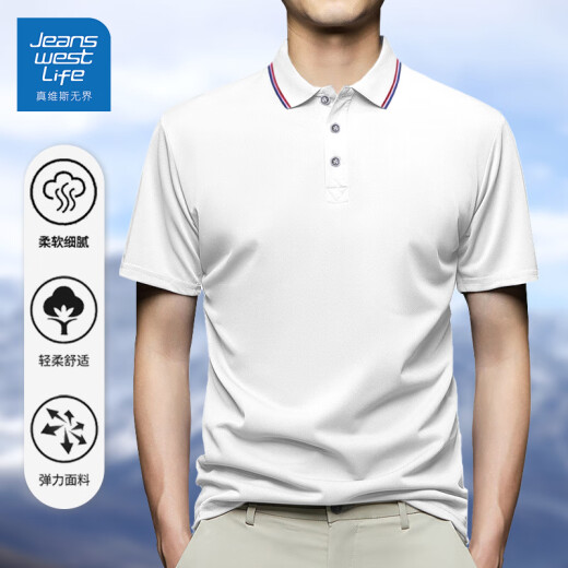 JEANSWEST LIFE真维斯2025新款短袖polo衫男款翻领t恤纯色上衣服男装男士polo衫 黑色698 4XL （建议160-180斤）