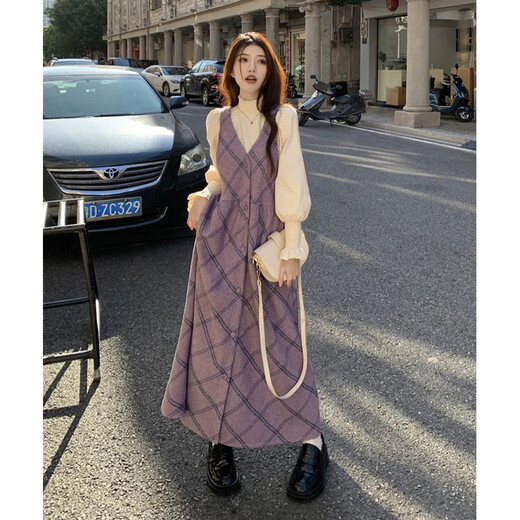 Geman Maternity Dress Autumn and Winter 2024 New Fashion Suit Going Out Western Style Shirt Top Maternity Suspender Long Skirt Suspender Skirt + Bottoming Shirt XL