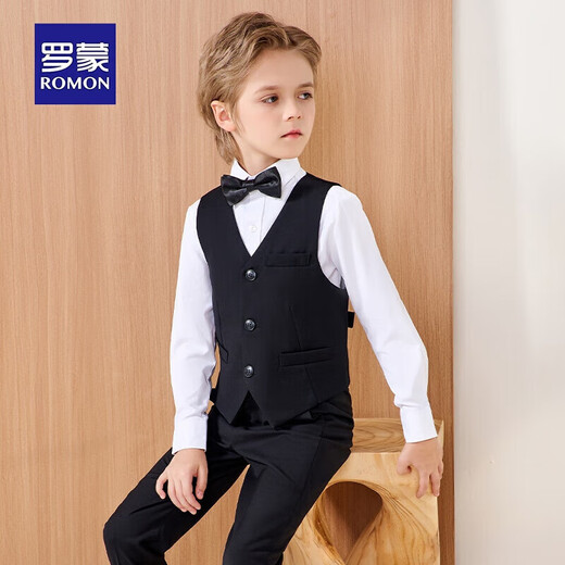 Robe pour enfants Robe Flower Boy Boy Performance Boy Host Host Black Vest Suit Long 130