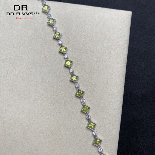 Fat Donglai's same style emerald bracelet, natural colored gemstone tourmaline, tanzanite, translucent blue moon, peridot sugar cube full circle bracelet
