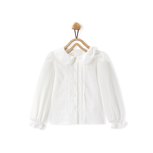 MiniPeace Children's Spring Girls' Shirt F2CAE1D21 White 110cm
