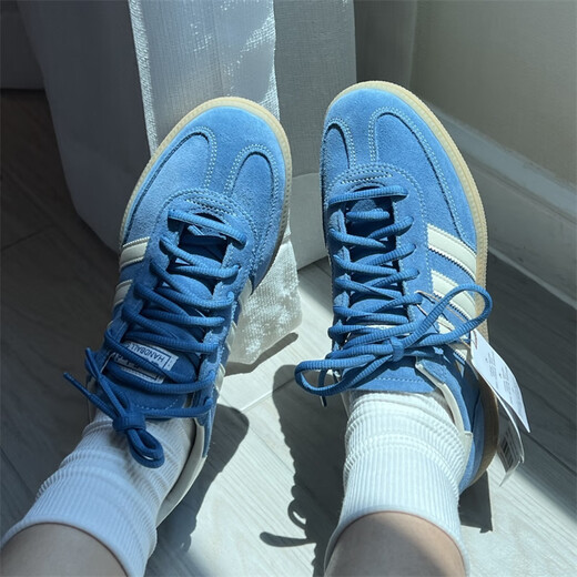 阿迪达斯 （adidas） ORIGINALS HANDBALL SPZL 防滑耐磨轻便低帮男女运动休闲板鞋 IG6194蓝白 40.5 (250mm)