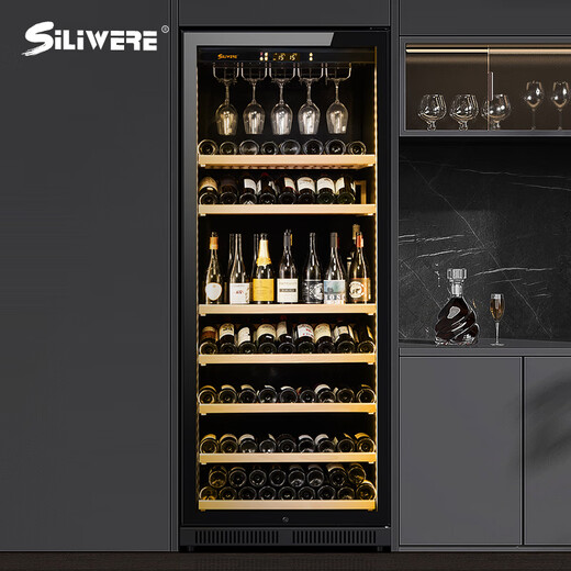 SILIWERE red wine cabinet, constant temperature wine cabinet, home red wine cabinet, living room wine cabinet, custom red wine cabinet, width 800, depth 450, height 2000, black, 120 bottles, exclusive version