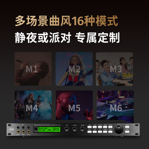 Melody X5 pre-effector ktv professional digital audio processor karaoke reverb mixer anti-howling home theater electric guitar household effector X5 effector + ML5300 self-charging microphone (set)
