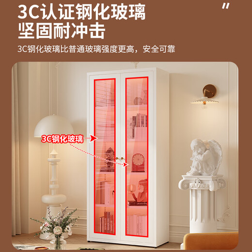 Shengnai steel bookcase glass door dustproof bookshelf storage cabinet wrought iron storage cabinet living room storage cabinet home display cabinet