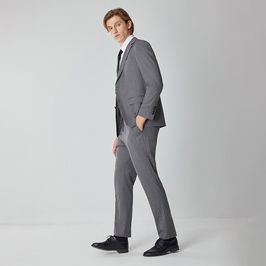 HECHTER suit men's 100% wool suit spring and autumn business formal wear comfortable and easy to care for men gray (trousers) 50