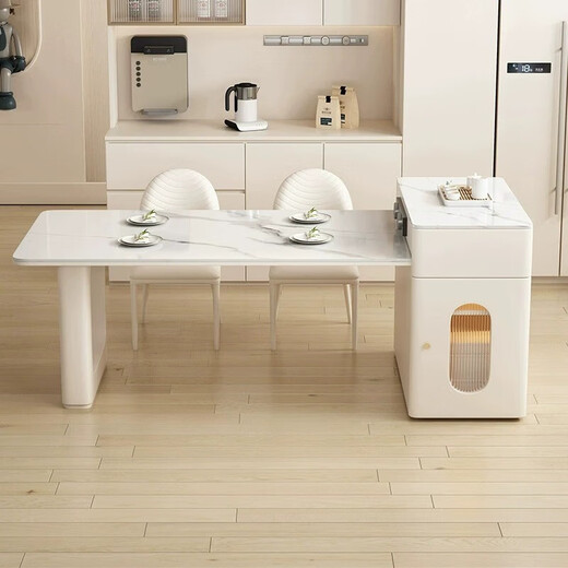 Clofort Modern Cream Style Esstisch und Stuhl Home Storage Retractable Rock Slab Esstisch 1.6m 832#