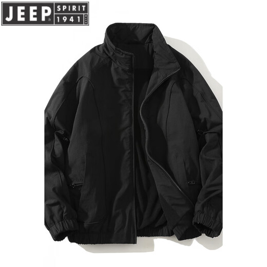 JEEP SPIRIT winter stand collar American short handsome bomber jacket cotton padded velvet thickened jacket men's top Khaki XL (150-175)