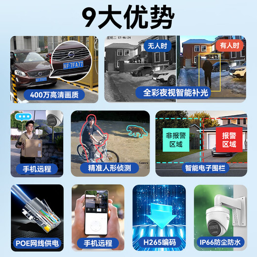 HIKVISION Hikvision surveillance camera 4 million 2K high-definition full color night vision poe powered by AI humanoid detection voice intercom supermarket indoor hemisphere K34HV2-LT 4MM