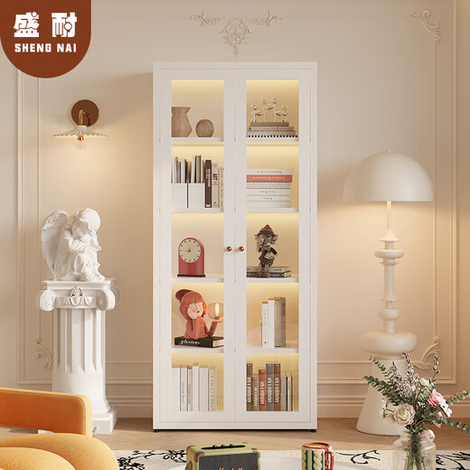 Shengnai steel bookcase glass door dustproof bookshelf storage cabinet wrought iron storage cabinet living room storage cabinet home display cabinet