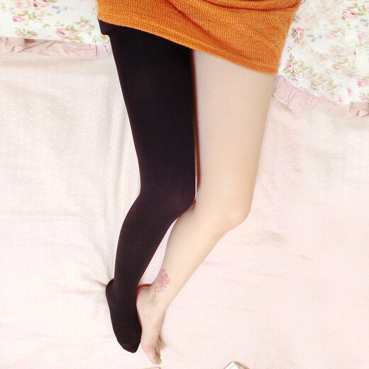 Meinaidiao stockings pressure leg socks autumn and winter plus velvet leggings medium thick pantyhose for women black with feet 1 piece one size fits all 200D (early autumn micro-pressure suitable for 15-25 degrees)