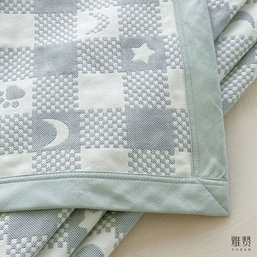 Yazan's new six-layer pure cotton gauze soft mat newborn baby bedding set innocence series plaid time green 220*240cm extra large double sheet