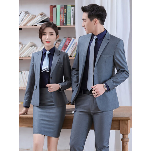 Playboy suit suit for men and women, professional formal wear, real estate 4S store three-piece suit suit sales work clothes, royal blue men's suit S