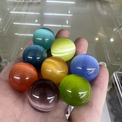 Guran boutique seven-color cat's eye loose beads single bead round bead 20MM multi-treasure bracelet jewelry DIY with bead punching No. 16 green 30 mm one