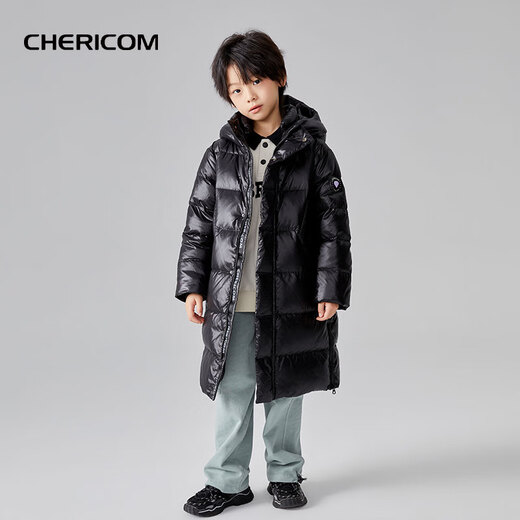 Qianrenggang (CHERICOM) shiny new winter children's down jacket waterproof and washable thickened warm knee-length jacket Y299866Y Vibrant Red 88104 120