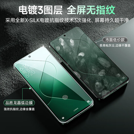 Pinsheng is suitable for Xiaomi 14 tempered film xiaomi14pro/ultra mobile phone film HD lens film anti-peeping full coverage without white edges, anti-fall, anti-fingerprint, anti-blue light 14 [HD tempered film] transparent version 2 pieces package full screen coverage without white edges | bad bag compensation