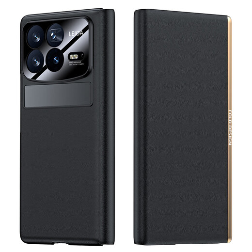 Yswen is suitable for Xiaomi Mix Fold 4 folding screen mobile phone case, lens, full-coverage edge, anti-fall, genuine leather flip protective cover, ultra-thin with stand, men and women, new product, high-end, simple business, feather yarn black, smart sleep* leather stand, leather case, Xiaomi Mix Fold 4 folding screen