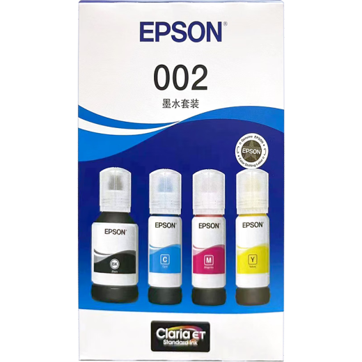 爱普生（EPSON）原装002墨水L4163 L4165 L4167 L4267 L4169 L6166 6266打印机 002BK/C/M/Y        【四色套装】