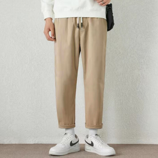 Jean-Vis Sommer neue Freizeithosen für Männer losen gerade 2025 neue konische neun-Punkte-Sommer-Komforthose 9904 Khaki Grey [Atmungsbares Baumwollhochqualität] s