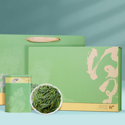 Boxin carefully selected Dexian green tea gift box tea green tea Longjing Biluochun green tea spring tea tea for your own consumption Dexian Longjing green tea two cans gift box 200g