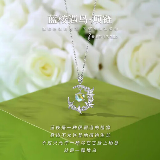 Qi Xiaomi Blue Eucalyptus and Bird Necklace Women's Clavicle Chain 2025 New Light Luxury Birthday Girlfriend Practical Valentine's Day Gift for Girlfriend Blue Eucalyptus and Bird Necklace Exquisite Gift Box