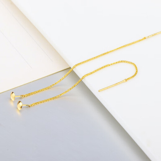 DL 1998 Fat Donglai same style 18k gold ear wire 18K gold thick needle type Chopard Au750 color gold safety buckle earrings pearls A style 6 cm 18K gold one pair 1MM